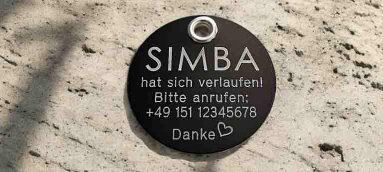 Alu-Hundemarke farbig, rund, 40 mm - schwarz, einseitig