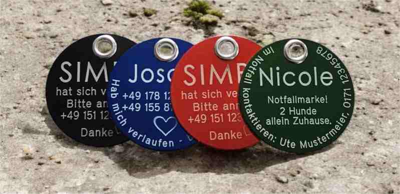 Hundemarke Aluminium 40 mm Uebersicht