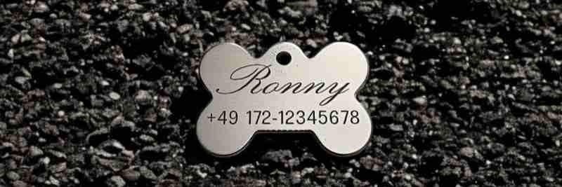 Hundemarke Edelstahl Knochen 33 mm, beidseitig
