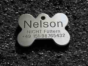 Hundemarke Edelstahl Knochen 44 mm, beidseitig