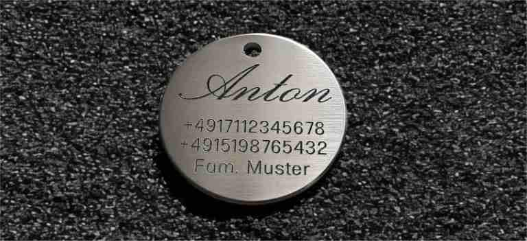 Hundemarke Edelstahl rund, 40 mm, beidseitig