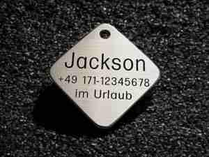 Hundemarke Edelstahl sonstige, Raute 38 mm, beidseitig