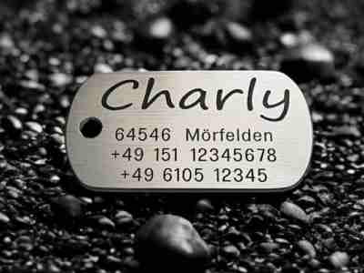 Hundemarke Edelstahl Dogtag, 50 mm, einseitig