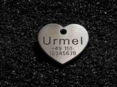 Hundemarke Edelstahl Herz, 30 mm, einseitig
