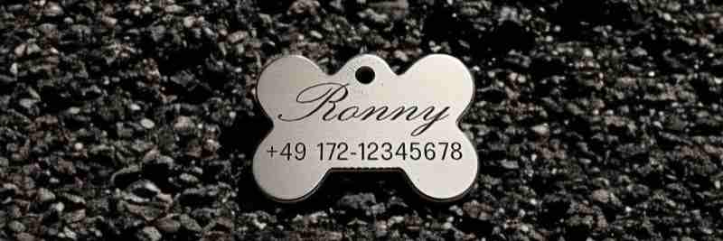Hundemarke Edelstahl Knochen 33 mm, einseitig