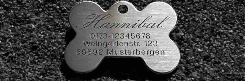 Hundemarke Edelstahl Knochen, 50 mm, einseitig