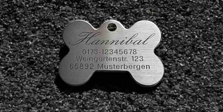 Hundemarke Edelstahl Knochen, 50 mm, einseitig