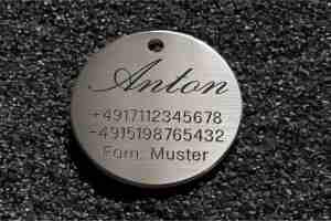 Hundemarke Edelstahl, rund 40 mm, einseitig