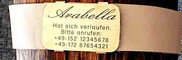 Messing-Plakette für Lederhalsbänder mit Breite 33-36 mm, 21,50 €.