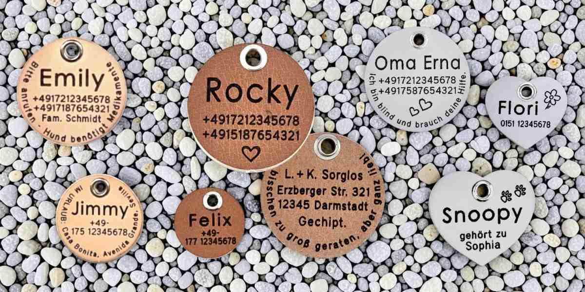 Hundemarken aus hellem, dunklem oder grauem Leder