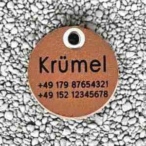 Leder-Hundemarke dunkel, 36 mm, einseitig