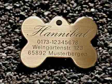 Hundemarke Messing Knochen, 50 mm, einseitig