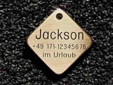 Hundemarke Messing sonstige, Raute 38 mm, einseitig