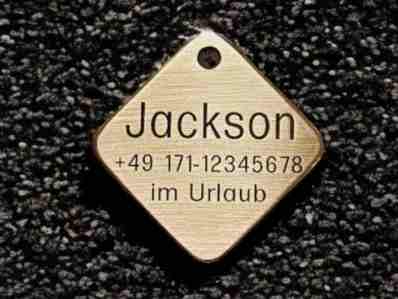 Hundemarke Messing sonstige, Raute 38 mm, beidseitig