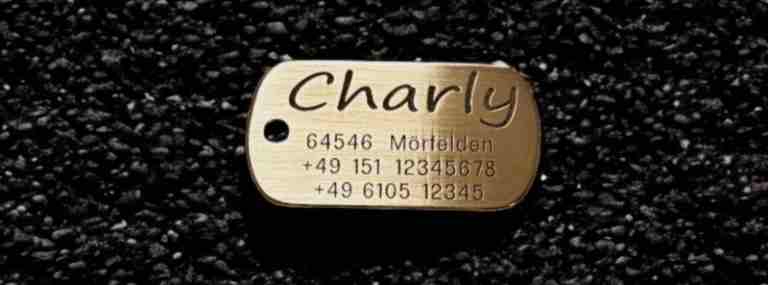 Hundemarke Messing Dogtag, 50 mm, beidseitig