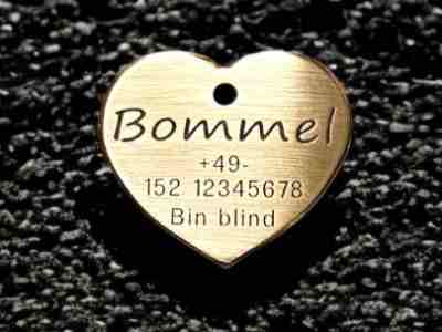 Hundemarke Messing Herz, 40 mm, beidseitig
