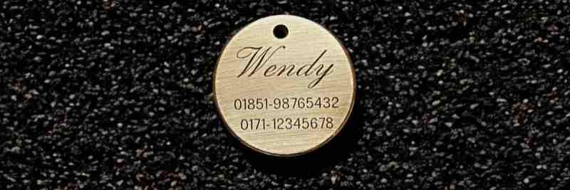 Hundemarke Messing rund, 36 mm, beidseitig