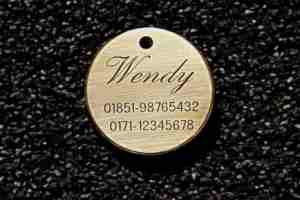 Hundemarke Messing rund, 36 mm, beidseitig