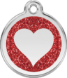 hundemarke reddingo herz glitzerrot
