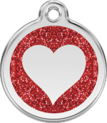 hundemarke reddingo herz glitzerrot