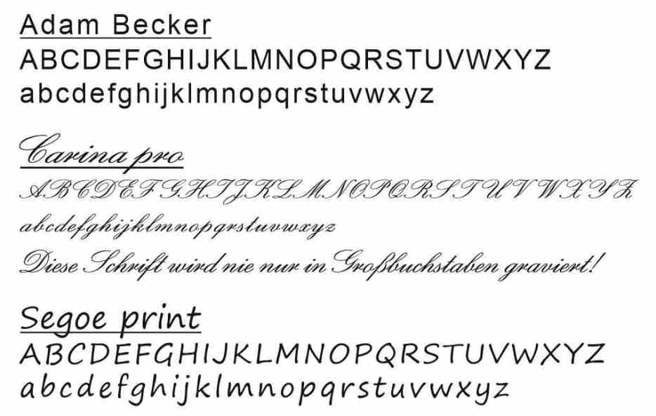 Schriftarten für Zeile 1