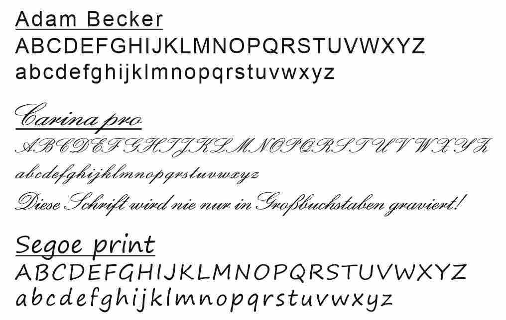 Schriftarten für Zeile 1